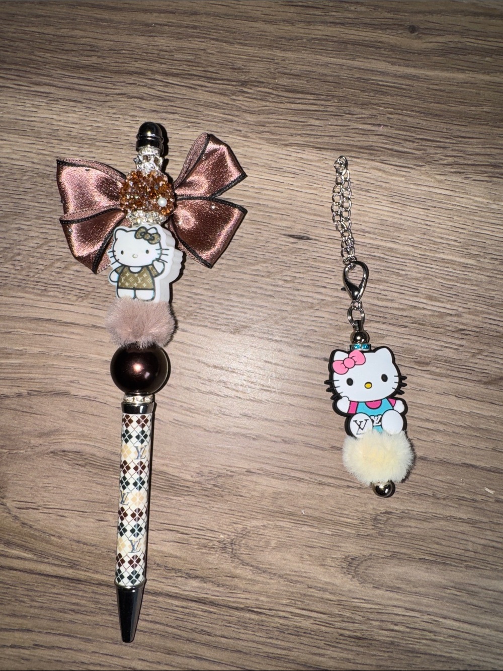 Hello Kitty Pink, White & Cream Pom Pom Charm Pen Accessory